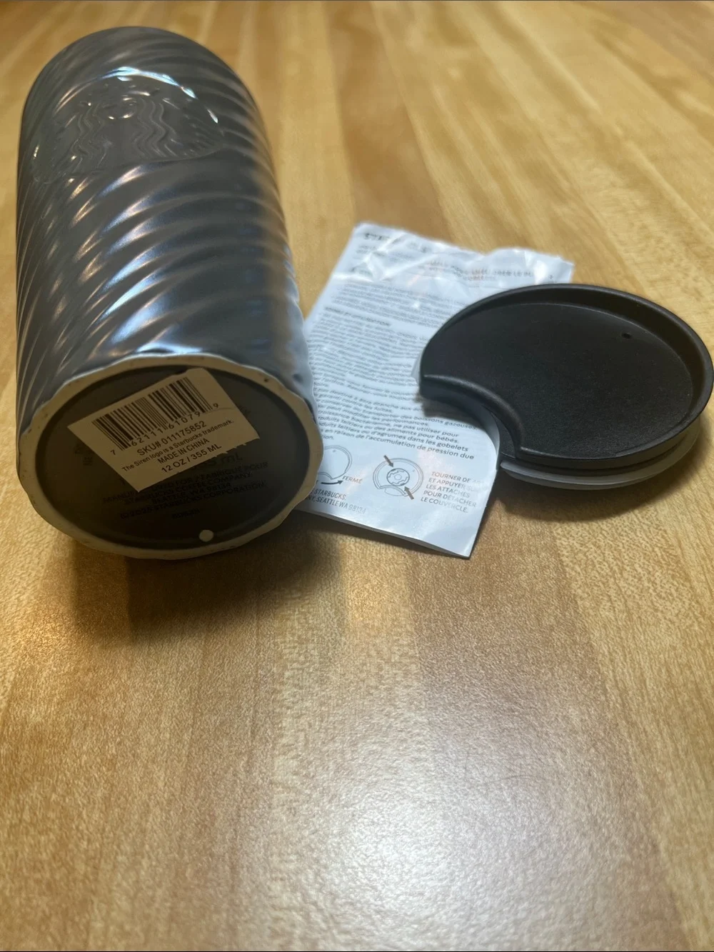 #2712*”3x6” Starbucks Gray Ceramic Twisted Logo Travel Cup